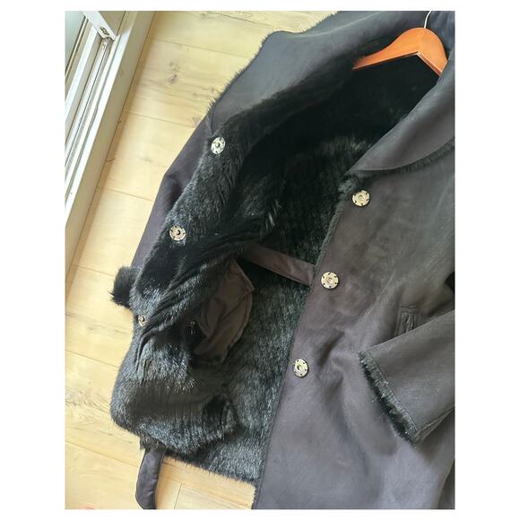 Hawke & Co Faux Fur and Suede Overcoat Size large Black Reversible Faux Mink - Picture 14 of 15